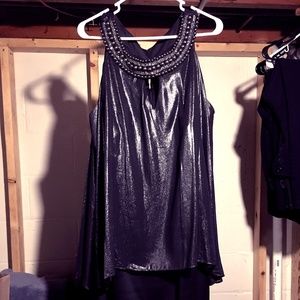 Melrose Black Sparkle Dress w/Embellishment Neck